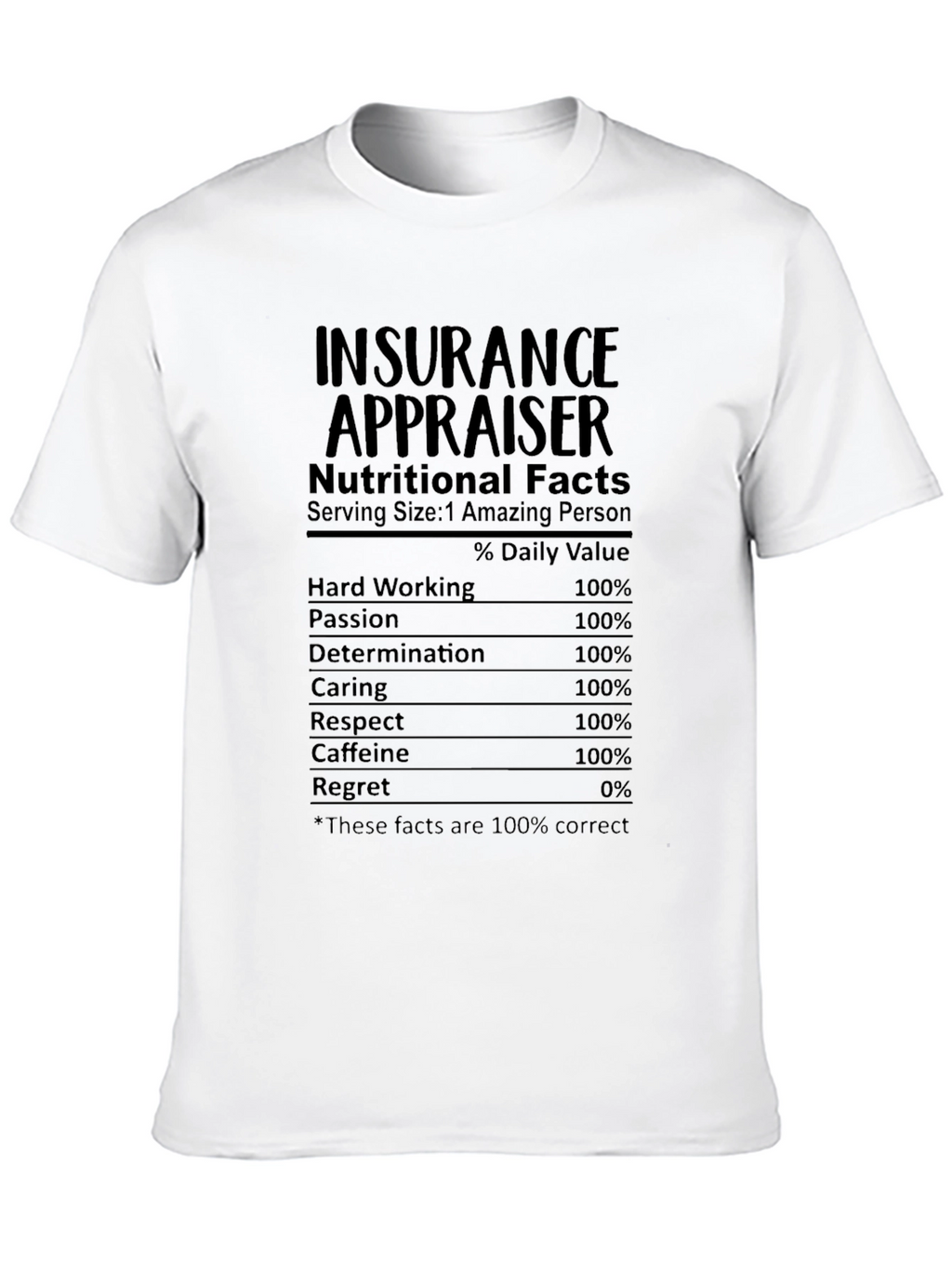 Insurance Appraiser Nutritional Facts T-Shirt