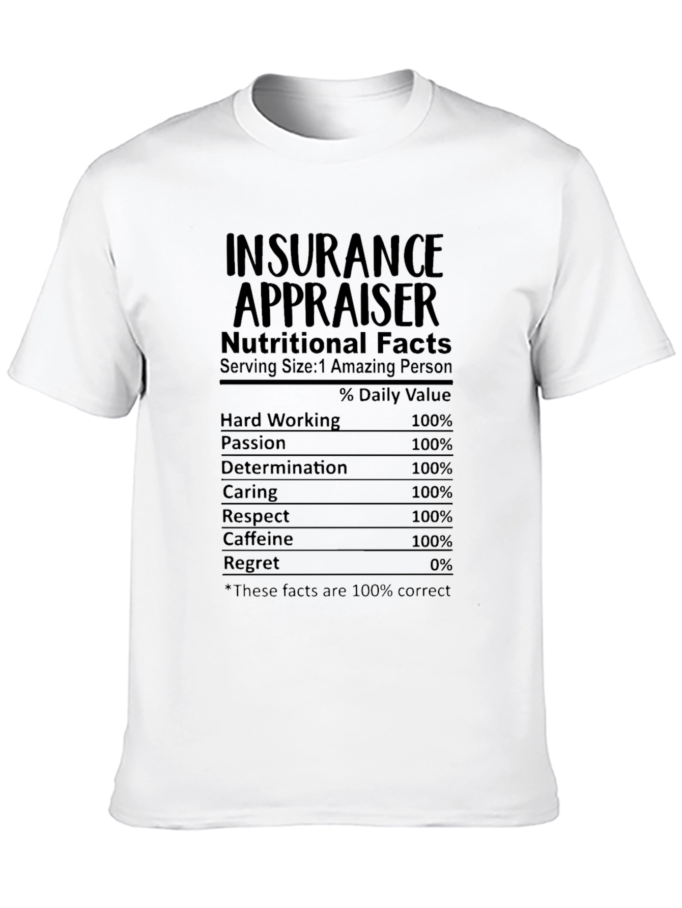 Insurance Appraiser Nutritional Facts T-Shirt