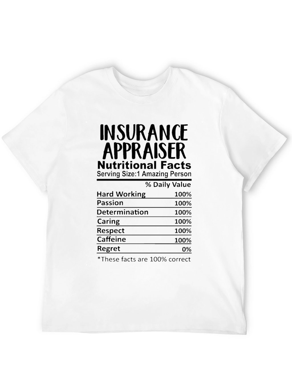 Insurance Appraiser Nutritional Facts T-Shirt