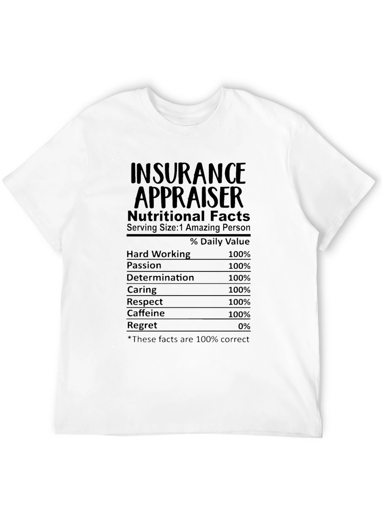 Insurance Appraiser Nutritional Facts T-Shirt