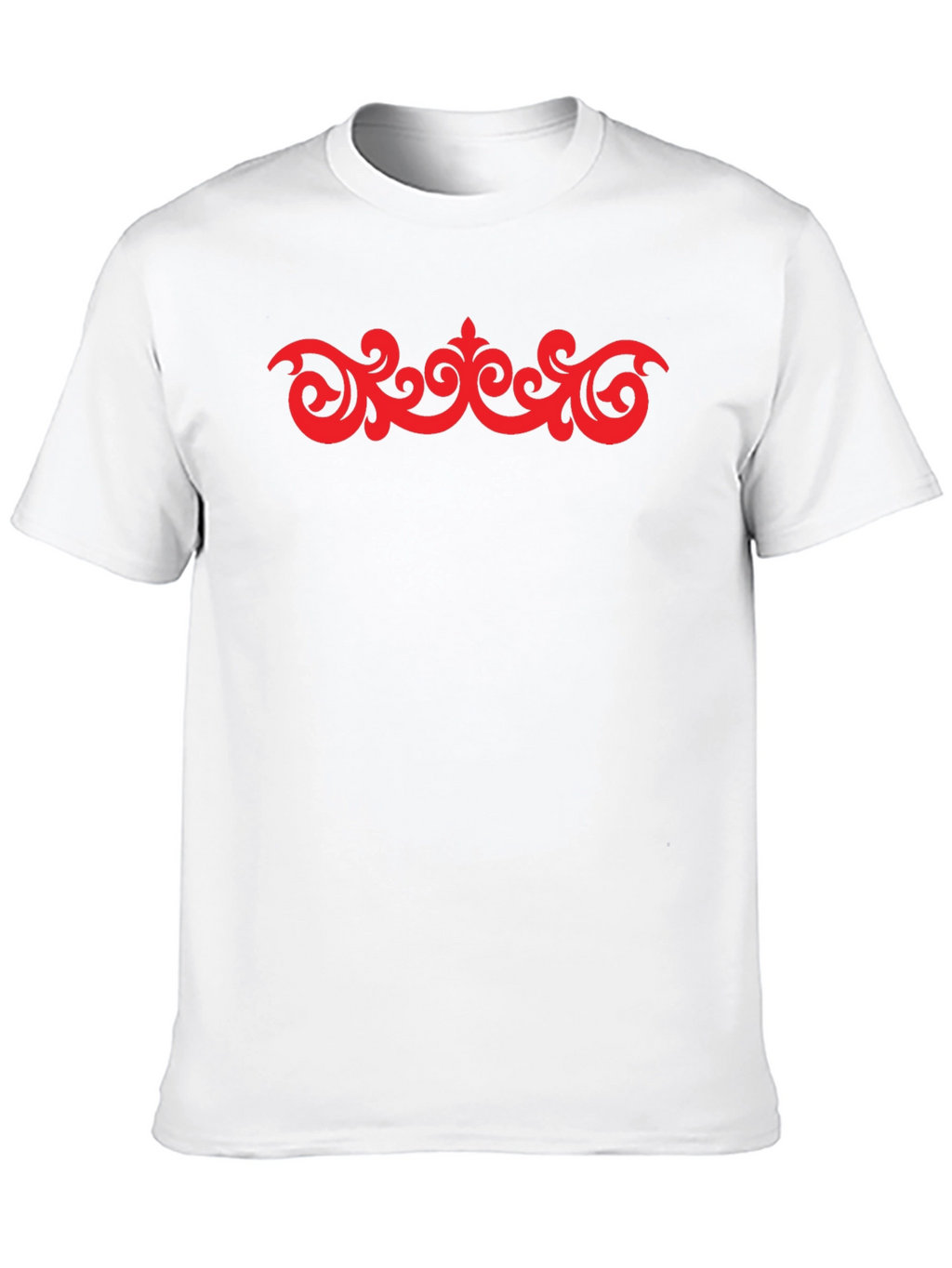 Stylish Black T-Shirt with Red Ornamental Design