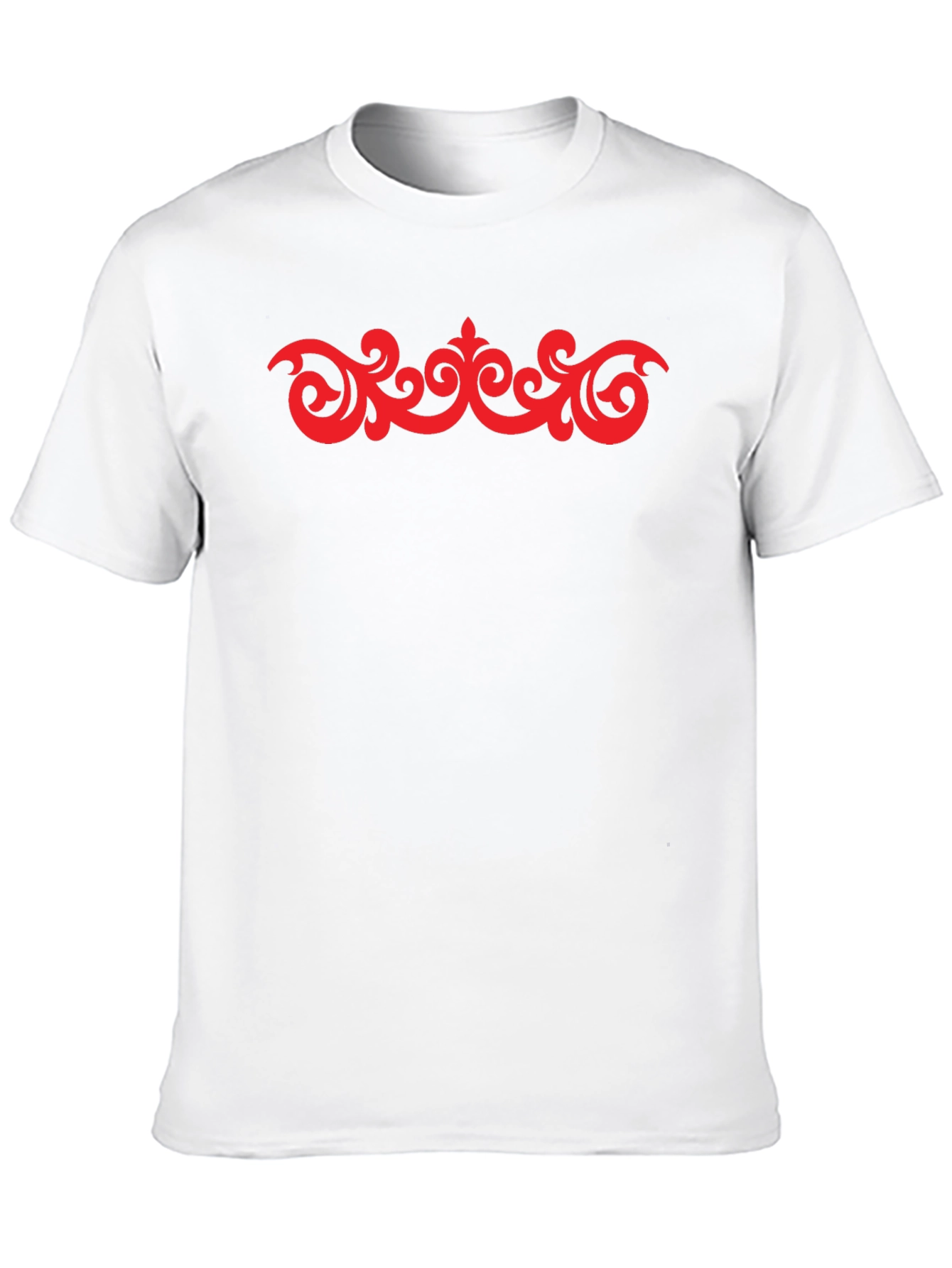 Stylish Black T-Shirt with Red Ornamental Design