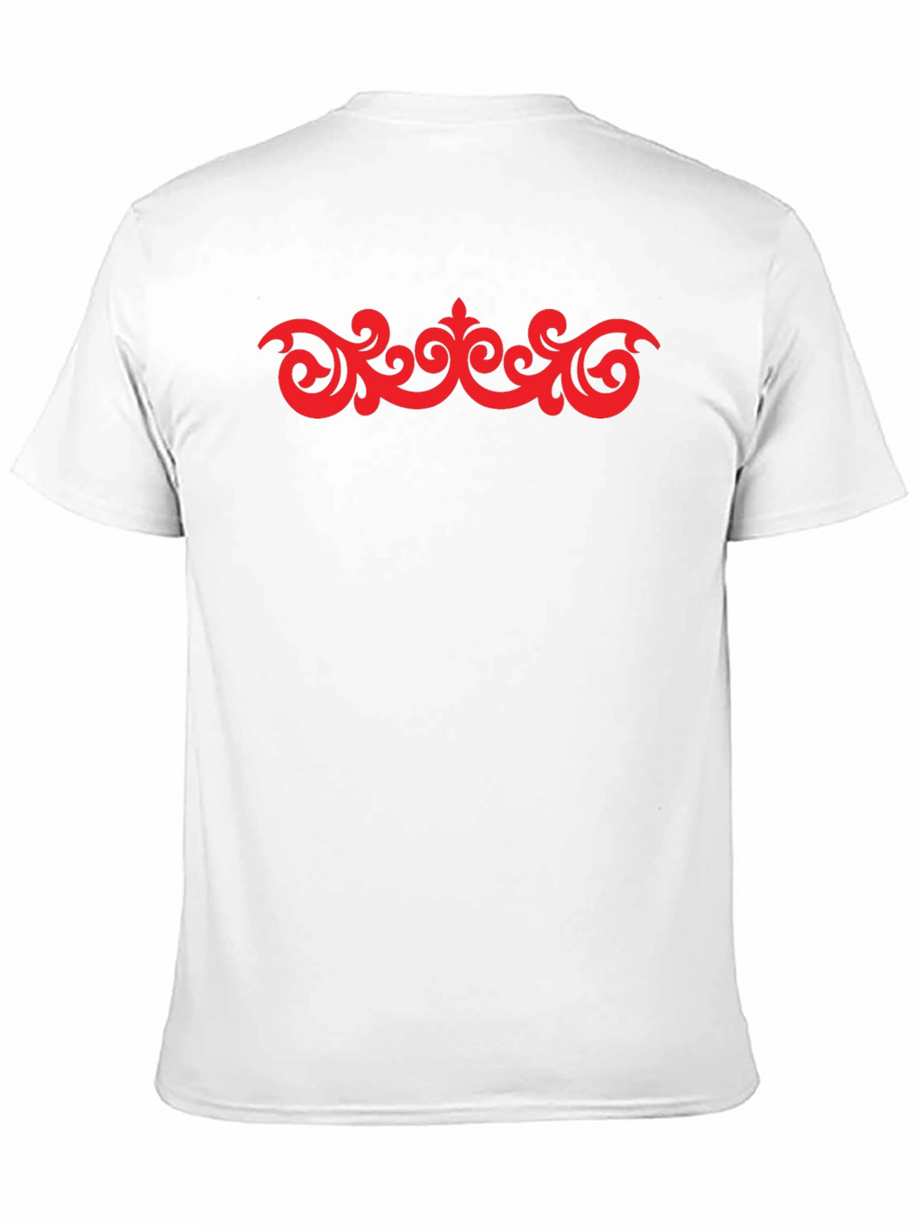 Stylish Black T-Shirt with Red Ornamental Design
