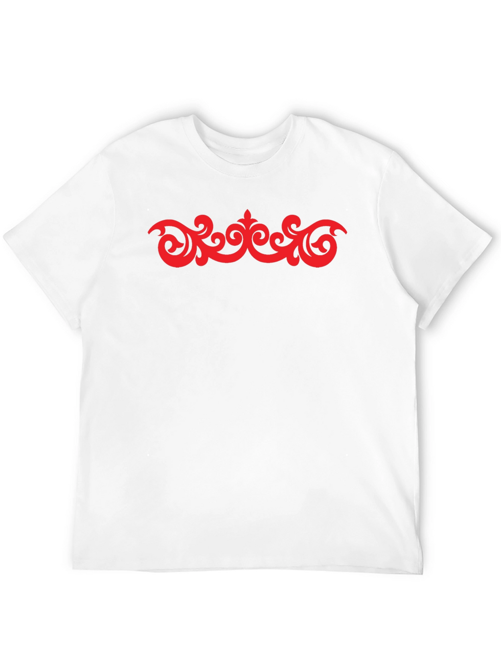 Stylish Black T-Shirt with Red Ornamental Design