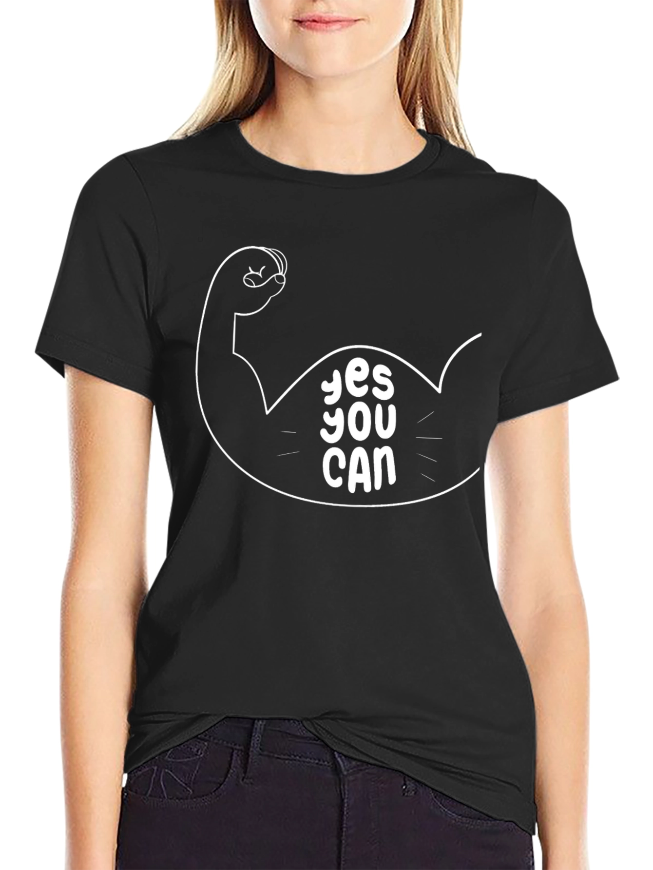 Yes You Can Graphic Tee - Black Cotton T-Shirt