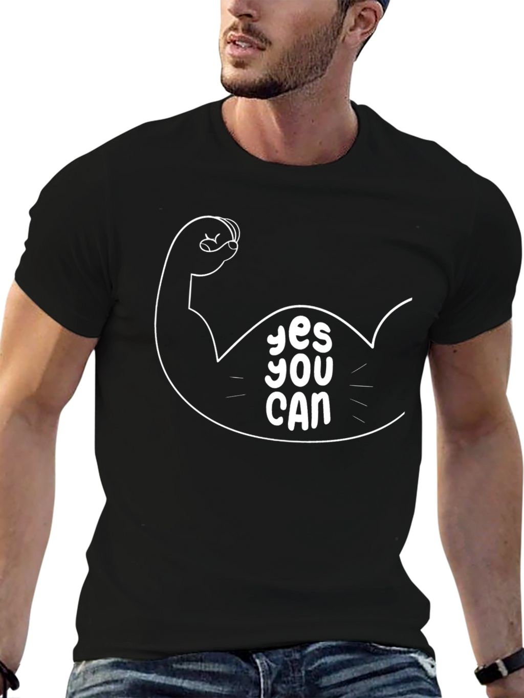 Yes You Can Graphic Tee - Black Cotton T-Shirt