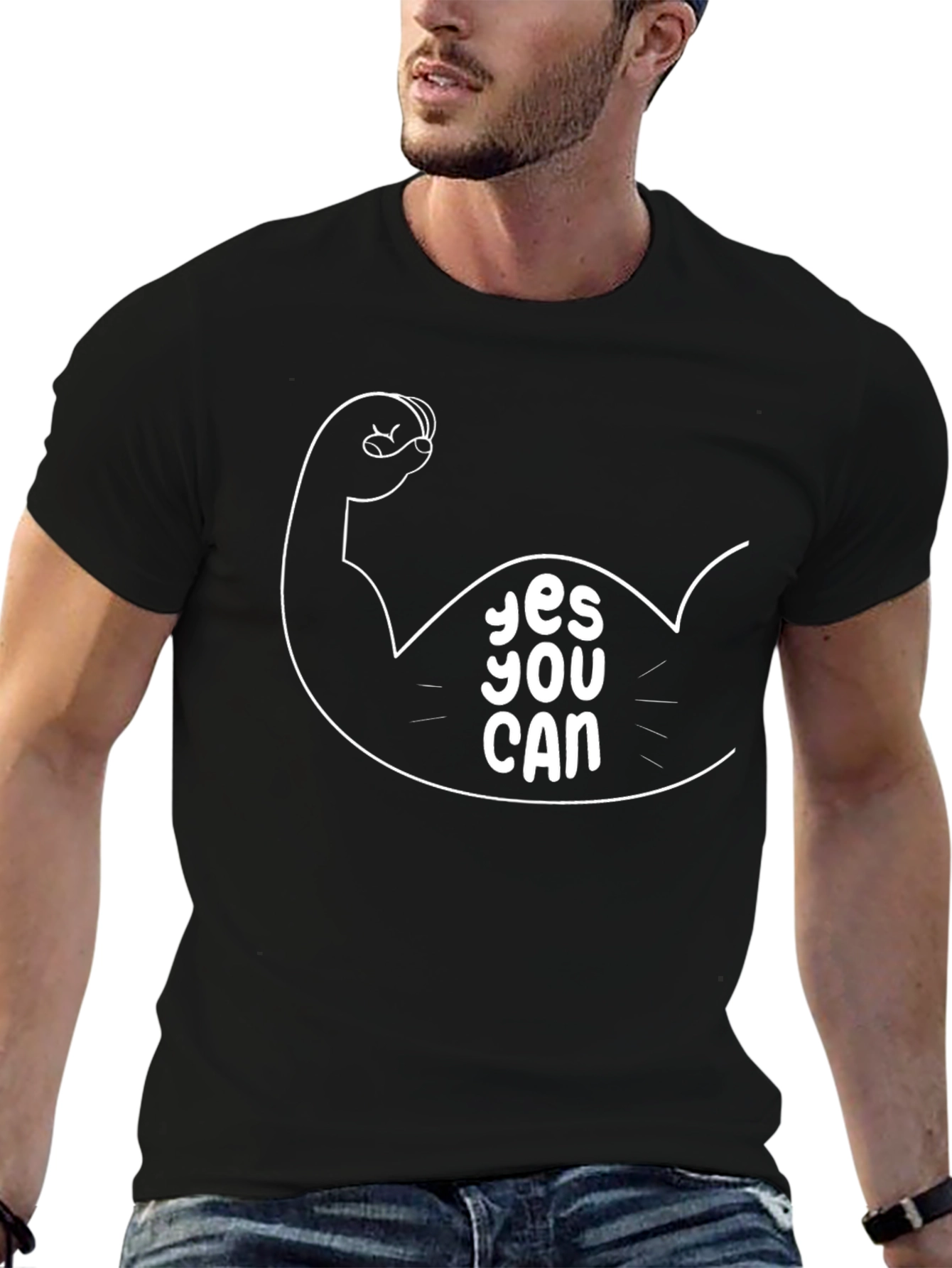 Yes You Can Graphic Tee - Black Cotton T-Shirt