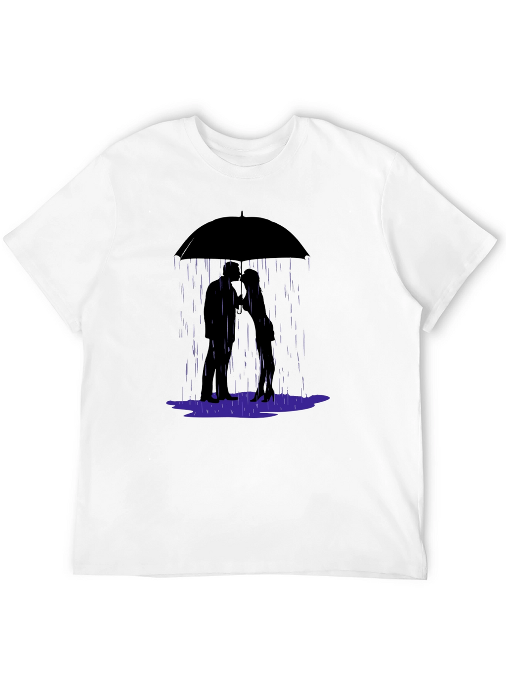 Romantic Rainy Day T-Shirt - Love Under Umbrella
