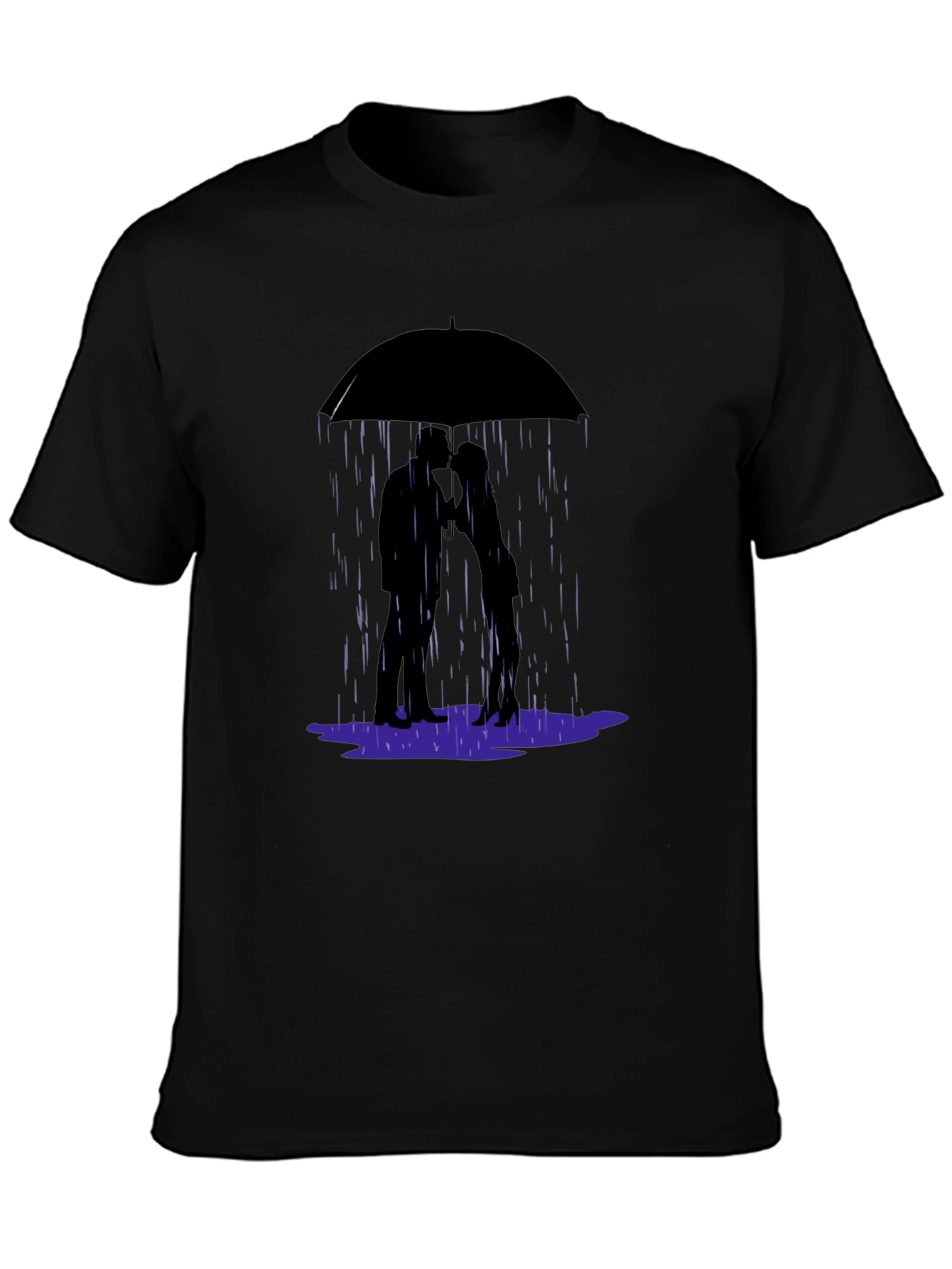 Romantic Rainy Day T-Shirt - Love Under Umbrella