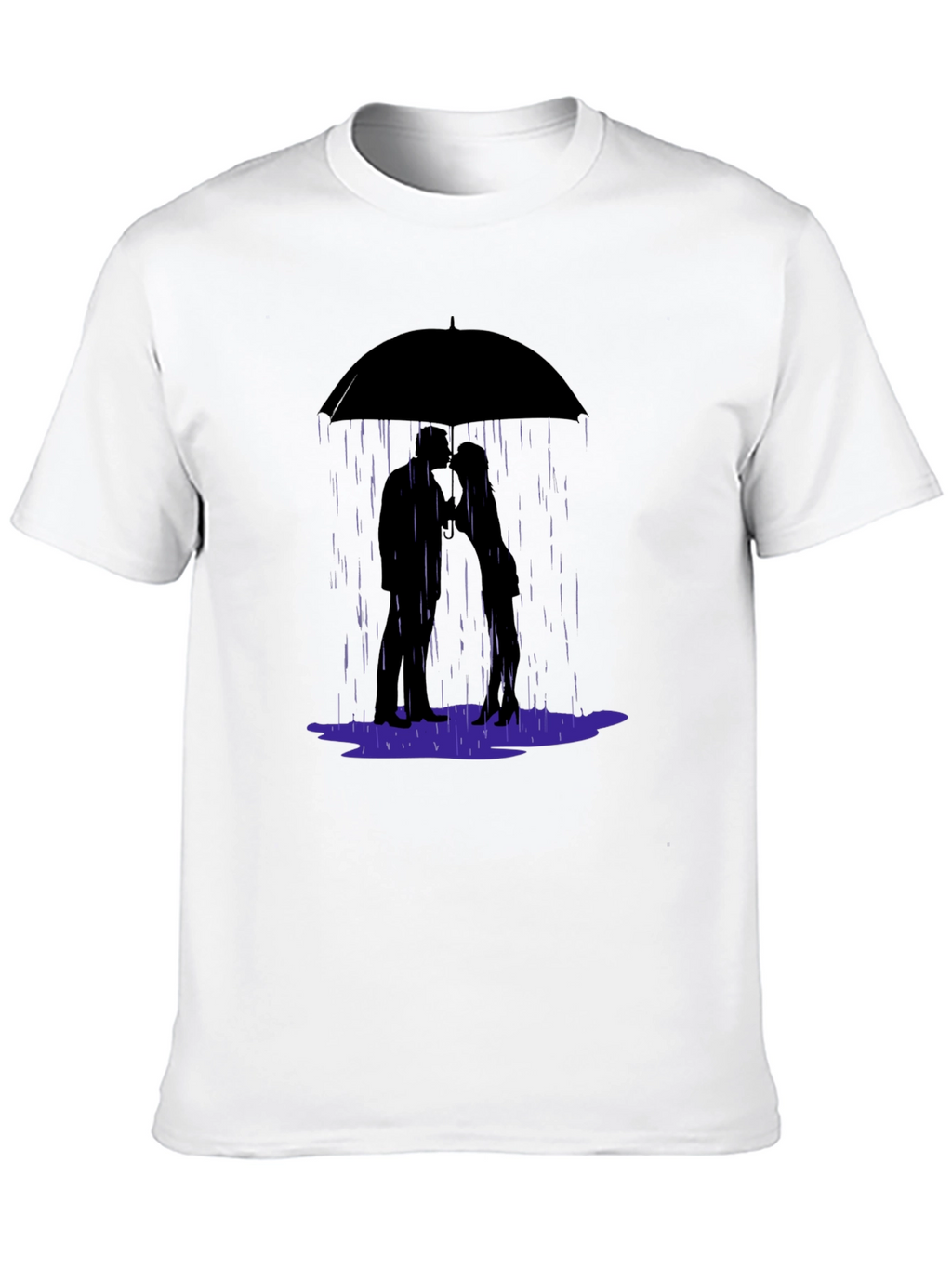 Romantic Rainy Day T-Shirt - Love Under Umbrella