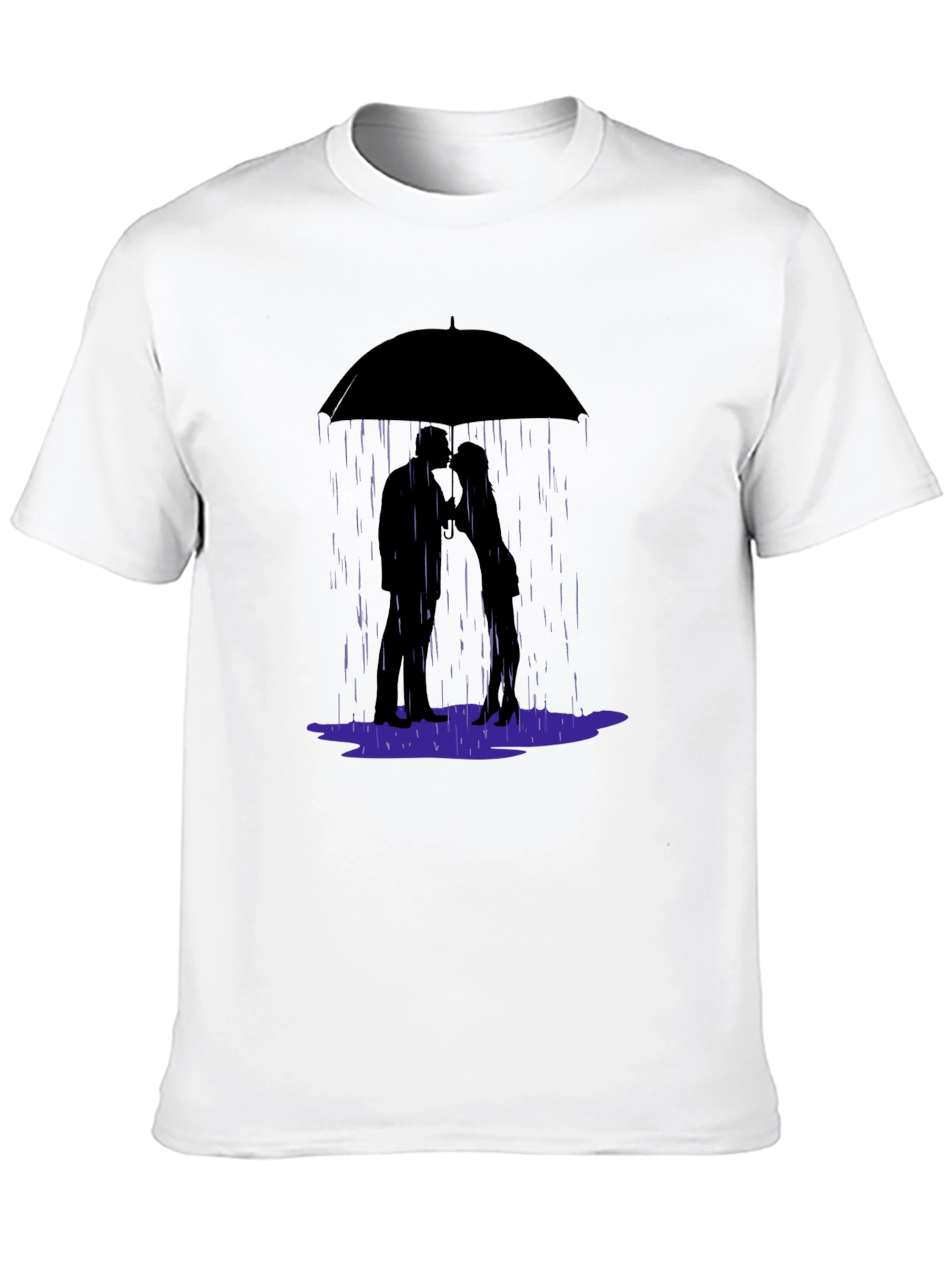 Romantic Rainy Day T-Shirt - Love Under Umbrella