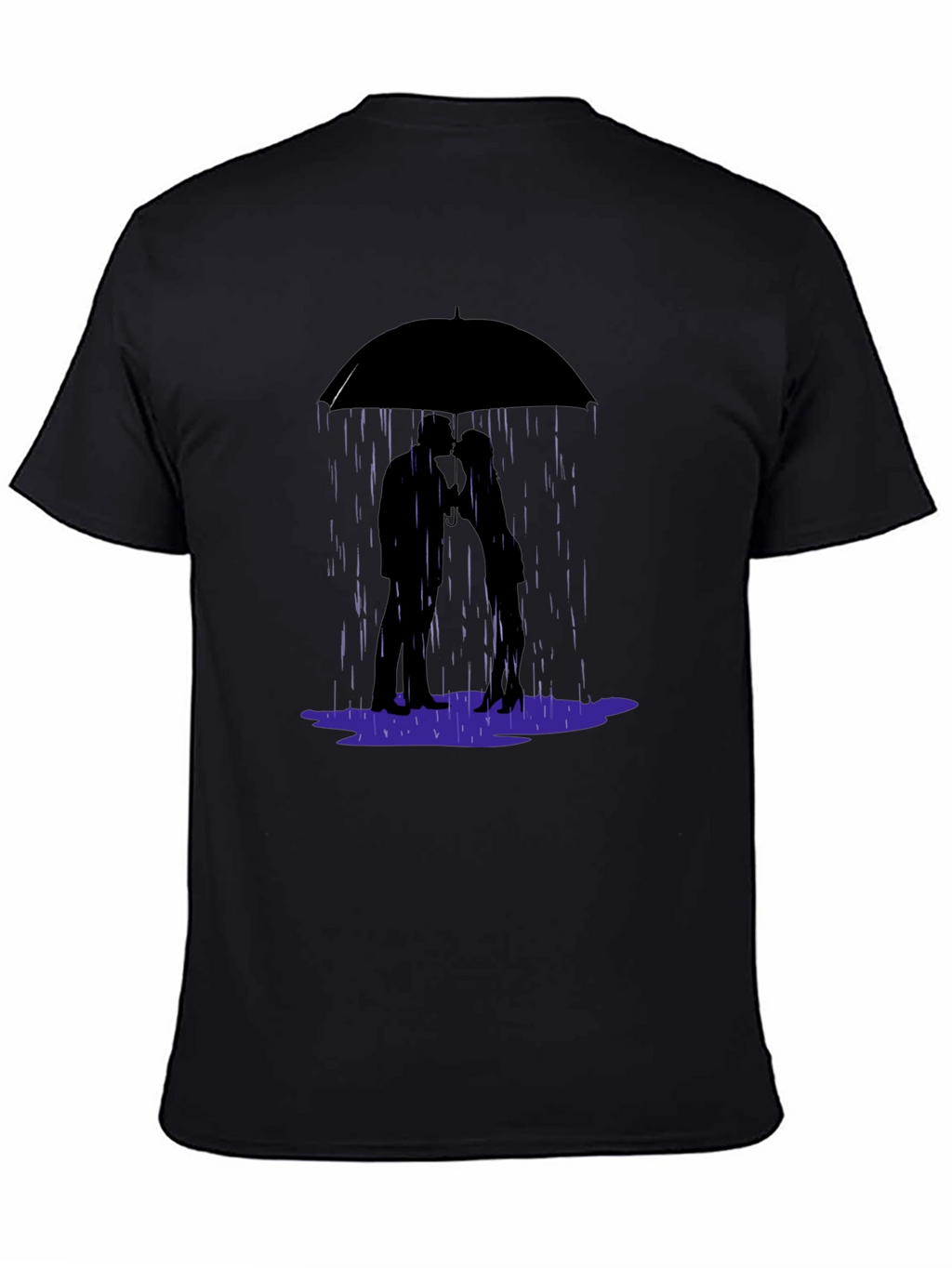 Romantic Rainy Day T-Shirt - Love Under Umbrella