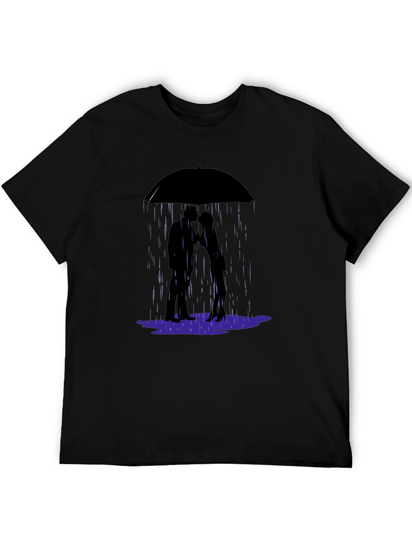 Romantic Rainy Day T-Shirt - Love Under Umbrella