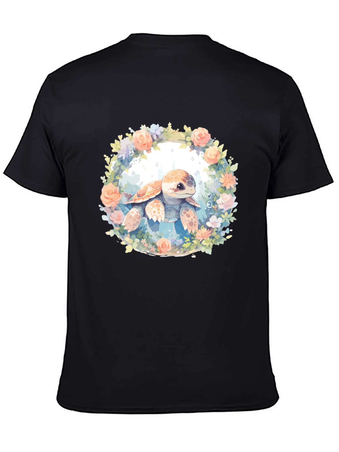 Turtle Floral Graphic Tee - Cute Sea Animal Shirt