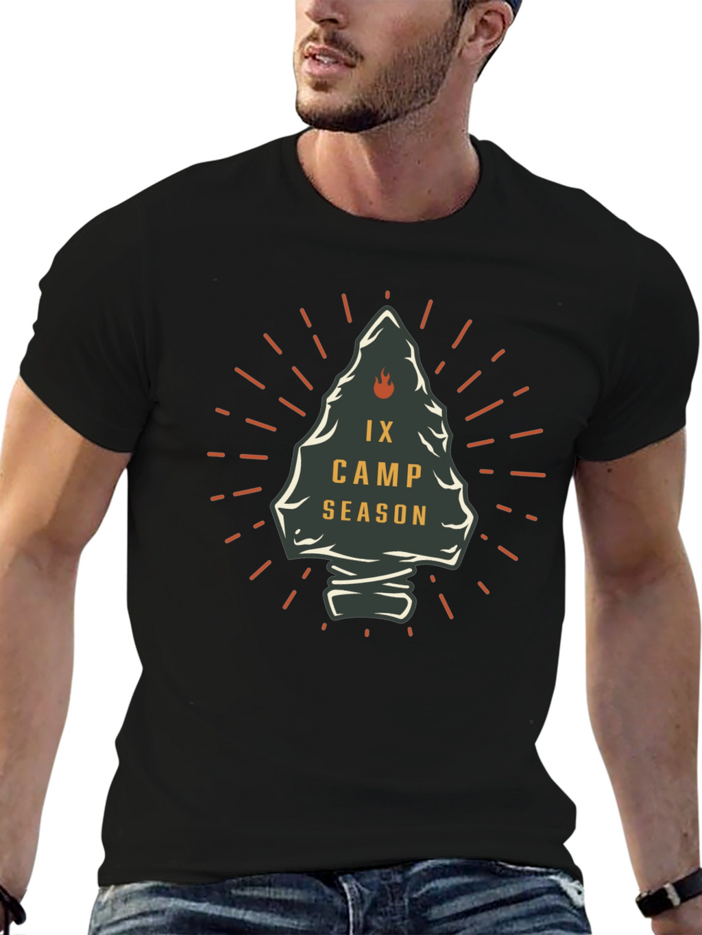 IX Camp Season Graphic Tee - Black Cotton T-Shirt