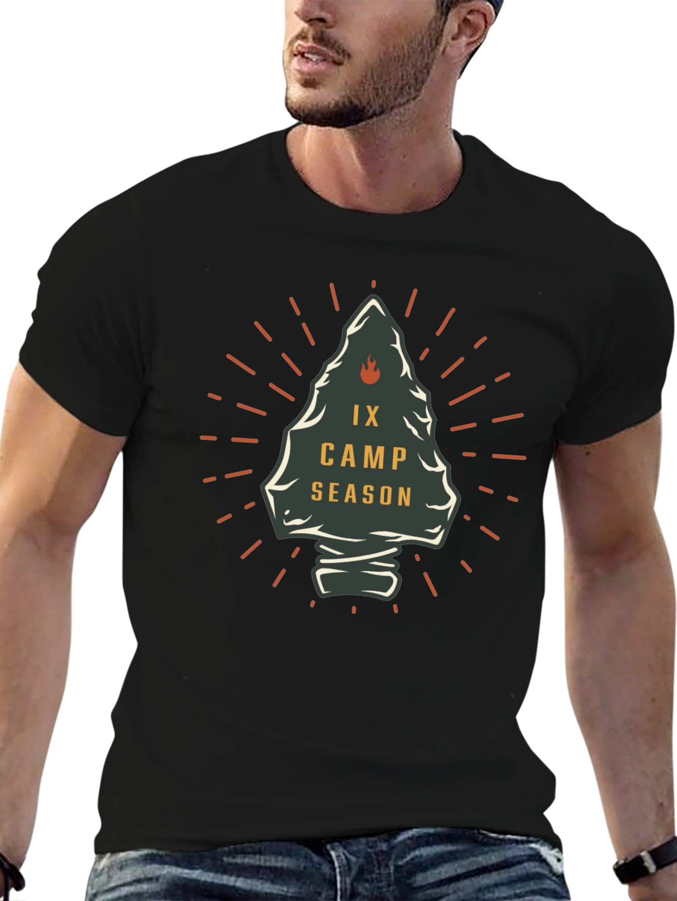 IX Camp Season Graphic Tee - Black Cotton T-Shirt