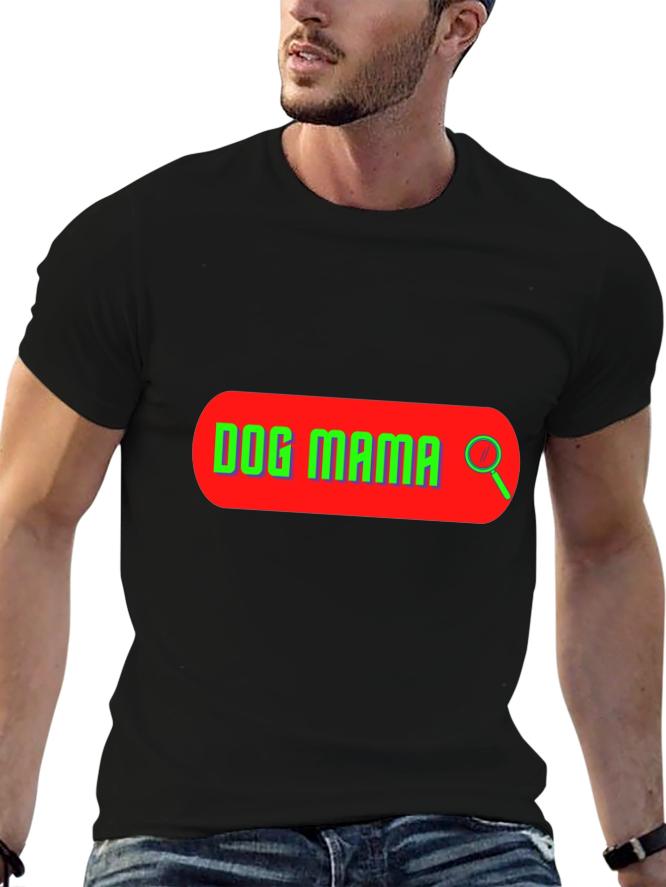 Dog Mama Search Bar T-Shirt - Black Graphic Tee