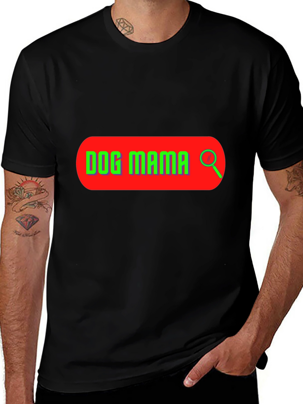 Dog Mama Search Bar T-Shirt - Black Graphic Tee