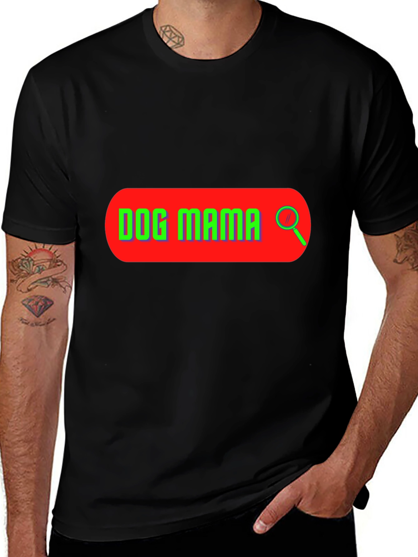 Dog Mama Search Bar T-Shirt - Black Graphic Tee