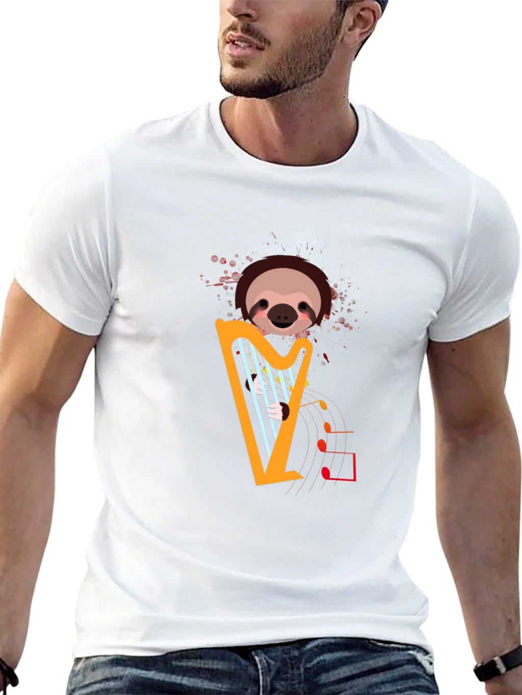 Sloth Harp T-Shirt - Musical Animal Tee