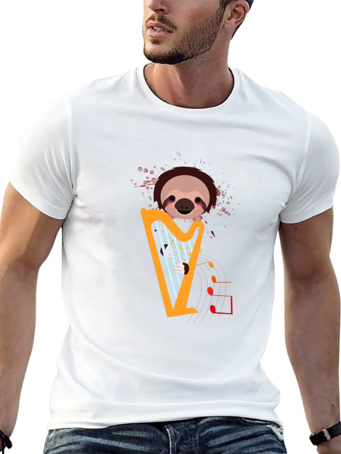 Sloth Harp T-Shirt - Musical Animal Tee