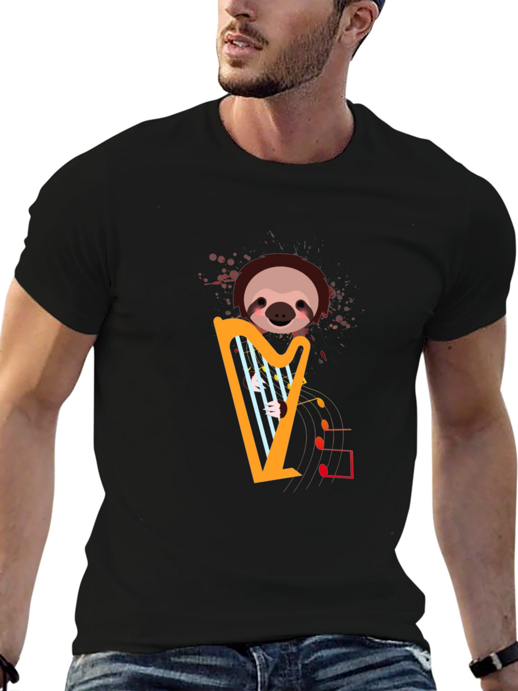 Sloth Harp T-Shirt - Musical Animal Tee