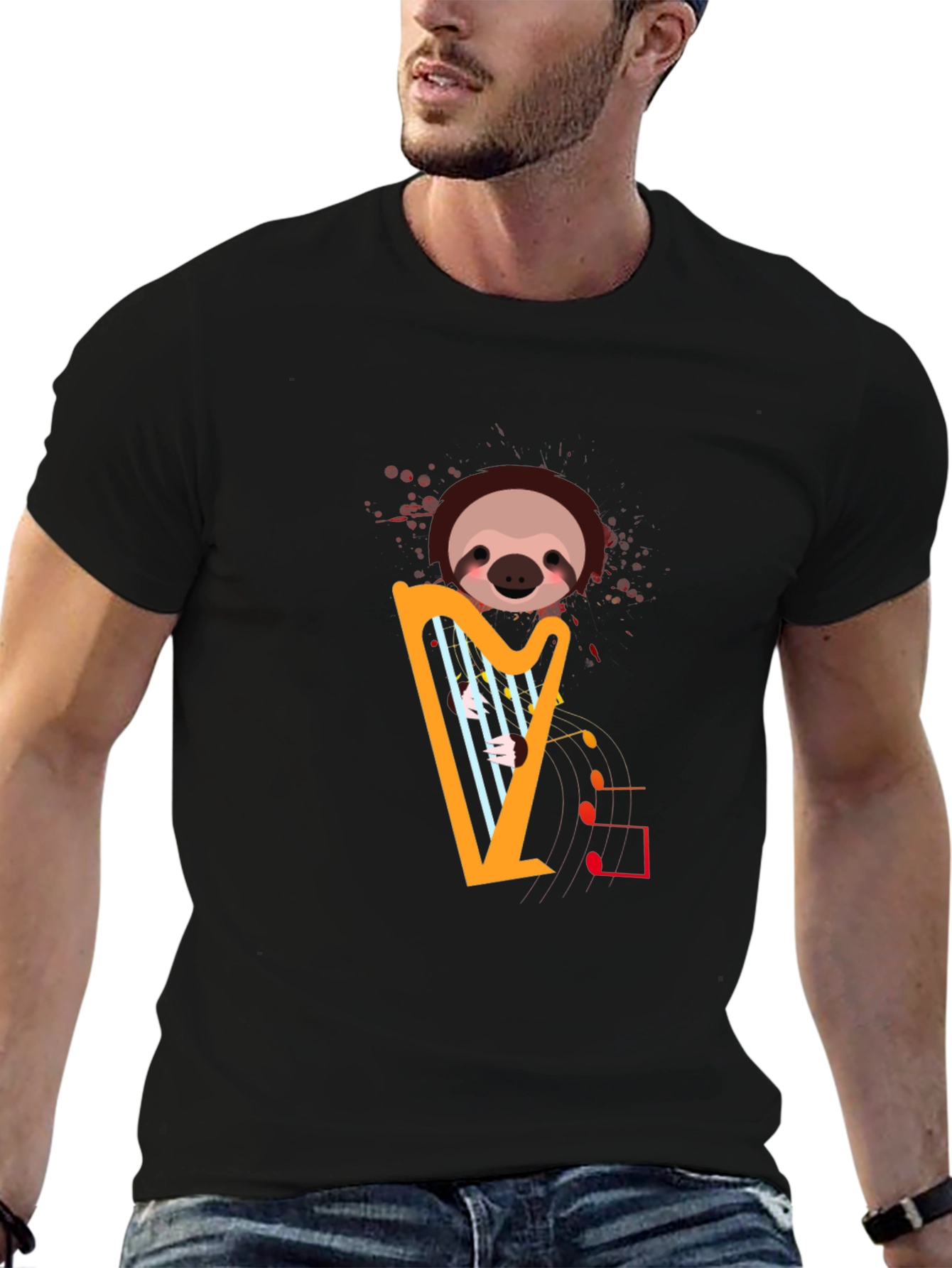 Sloth Harp T-Shirt - Musical Animal Tee