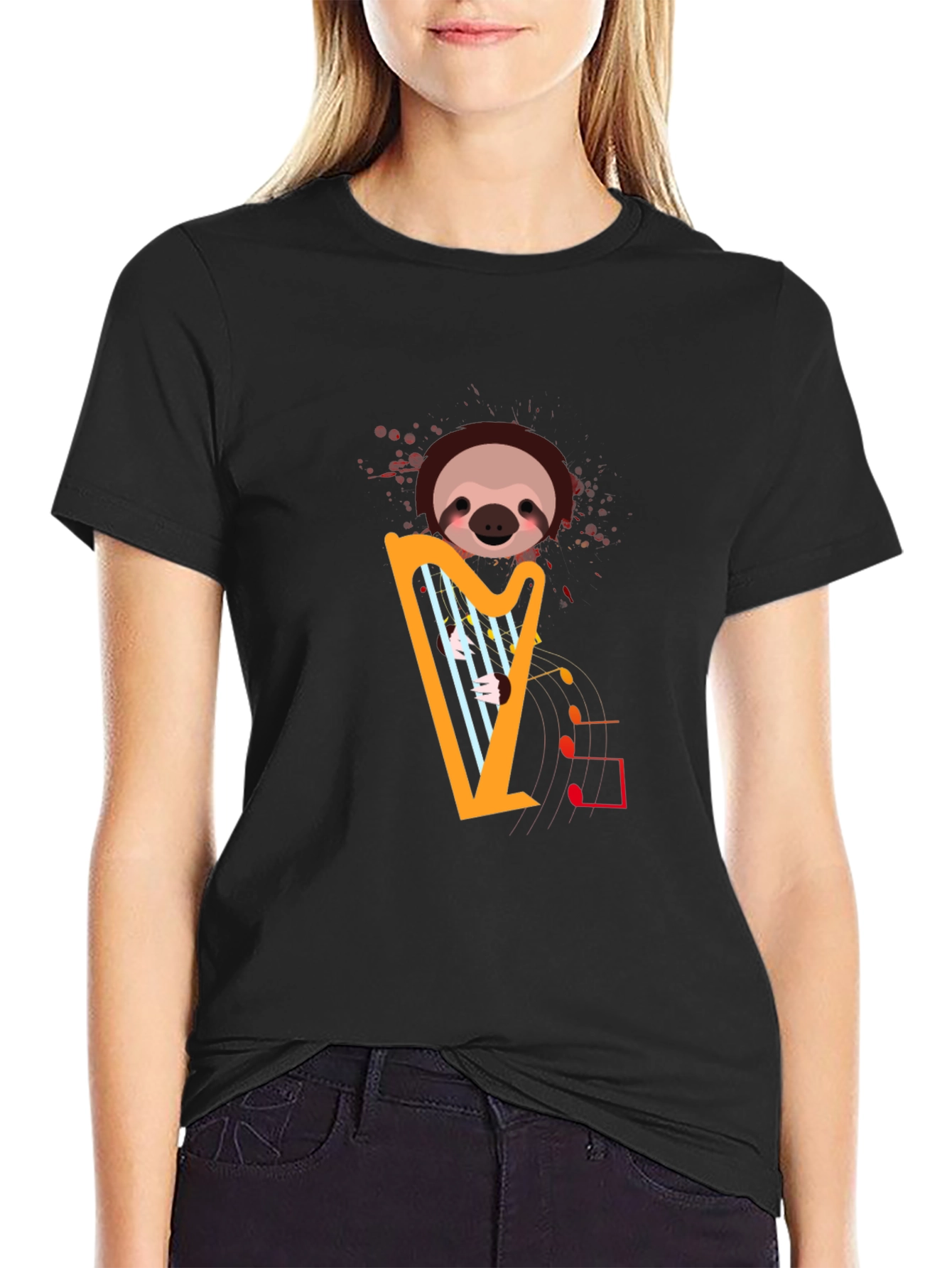 Sloth Harp T-Shirt - Musical Animal Tee