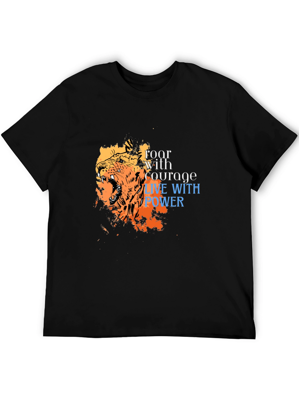 Roar With Courage Lion Graphic Tee - Black