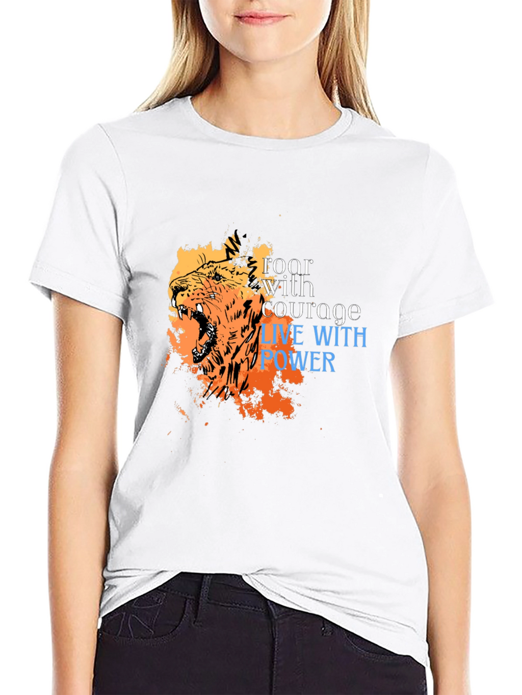 Roar With Courage Lion Graphic Tee - Black
