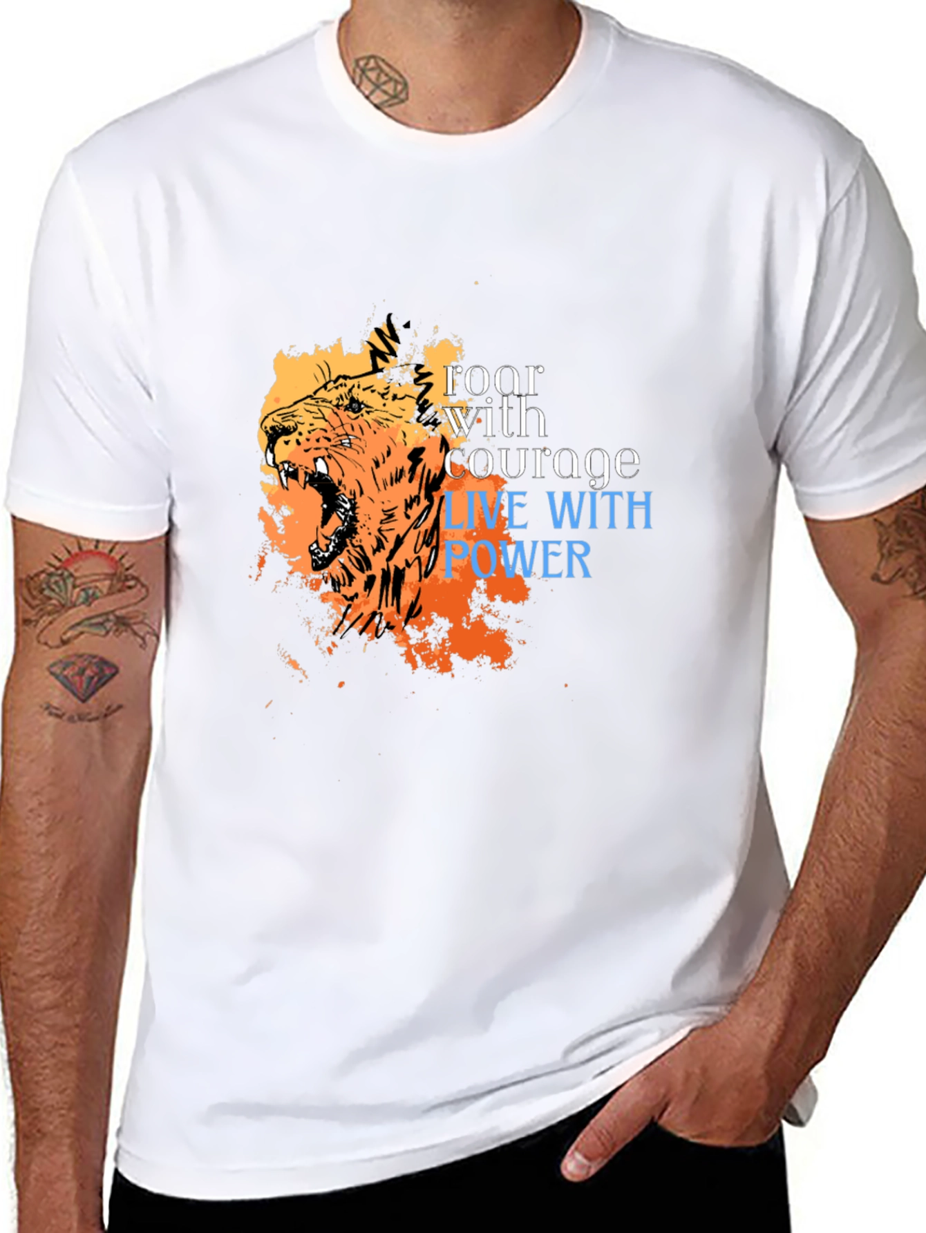 Roar With Courage Lion Graphic Tee - Black