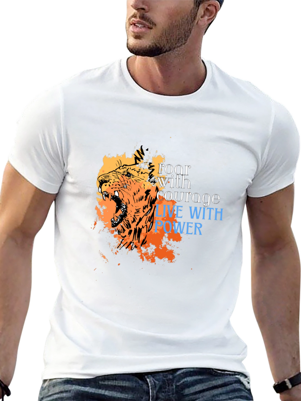 Roar With Courage Lion Graphic Tee - Black