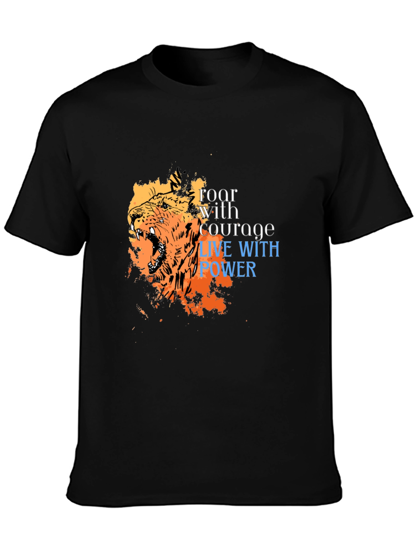Roar With Courage Lion Graphic Tee - Black
