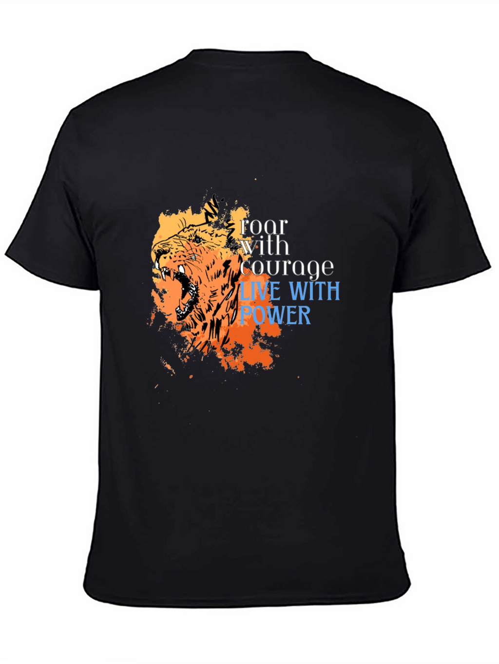 Roar With Courage Lion Graphic Tee - Black