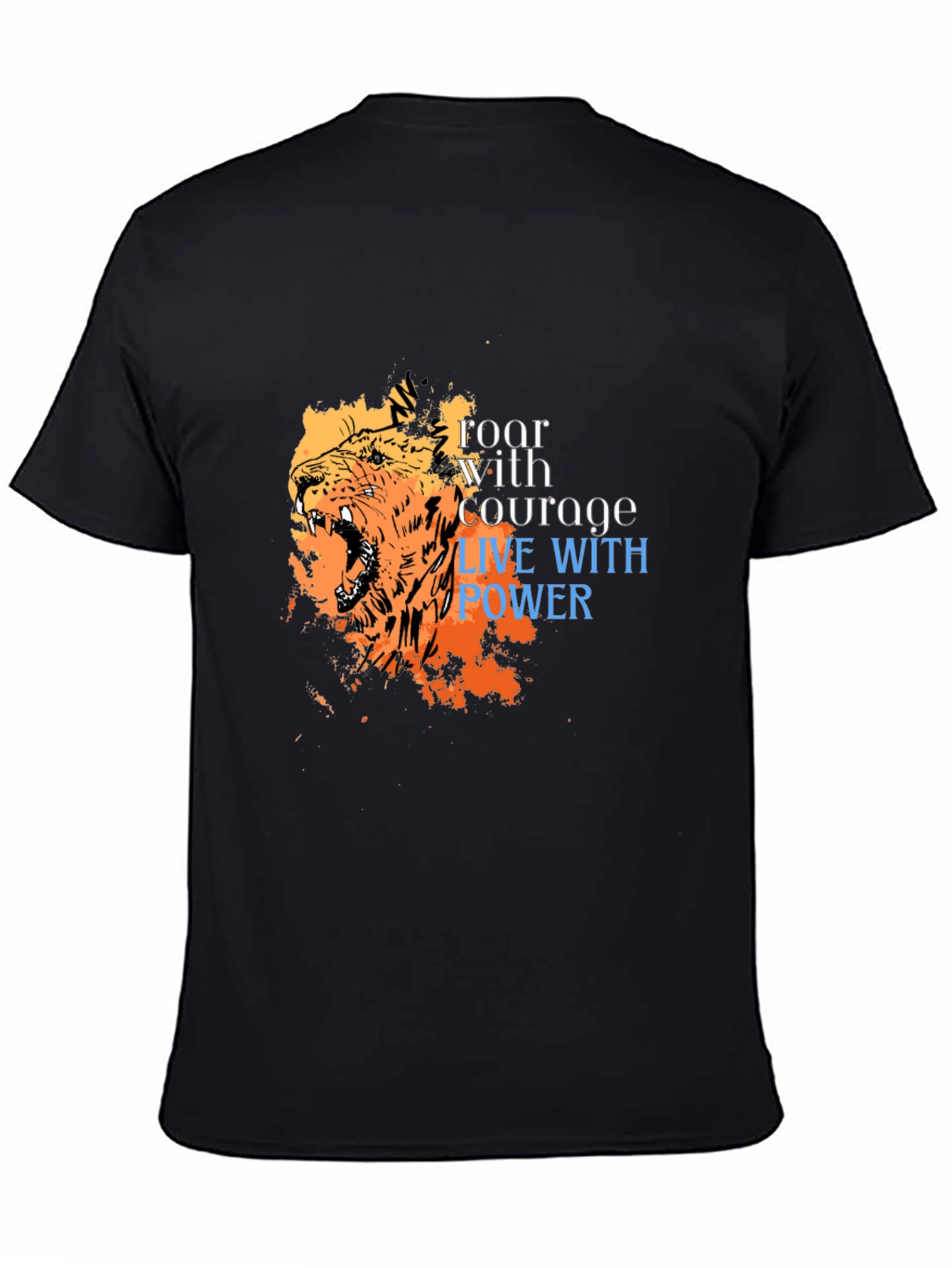 Roar With Courage Lion Graphic Tee - Black