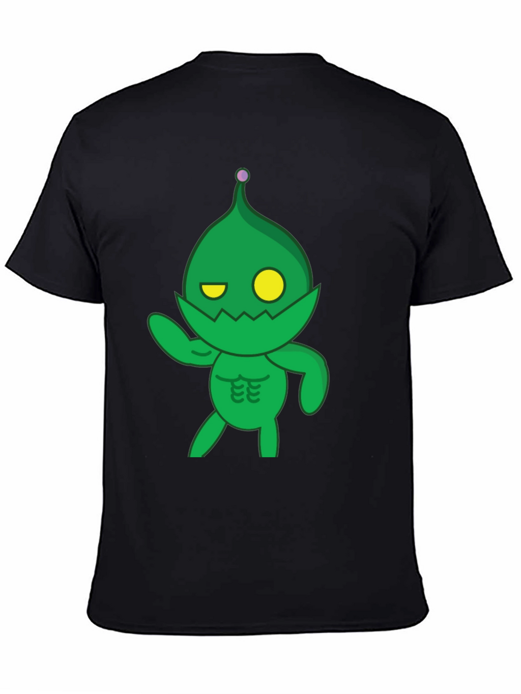 Green Cartoon Monster Black T-Shirt