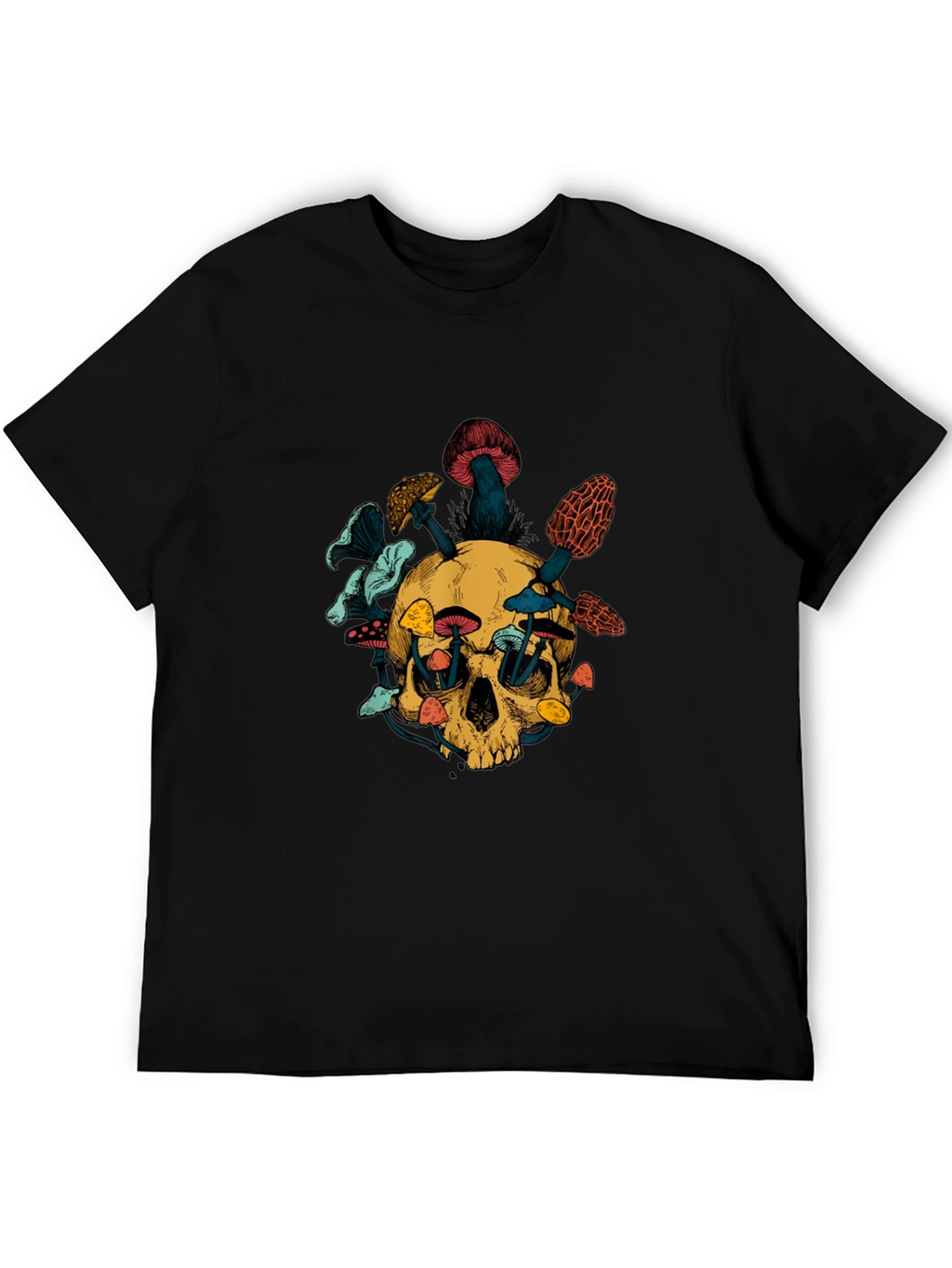 Skull & Mushroom Graphic Tee - Unique Design