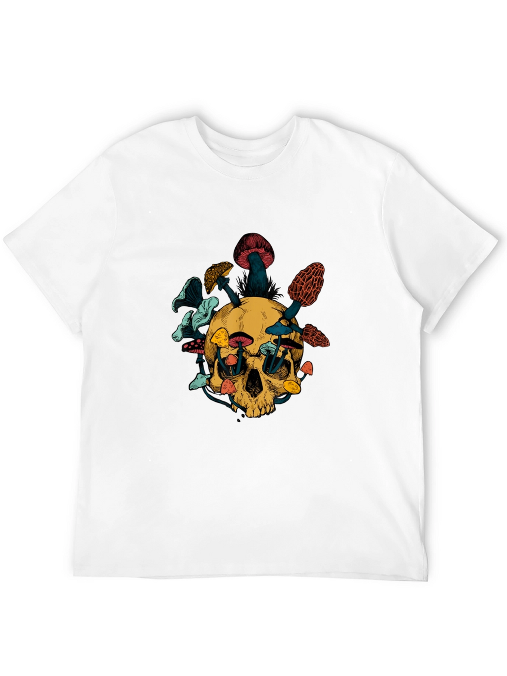 Skull & Mushroom Graphic Tee - Unique Design