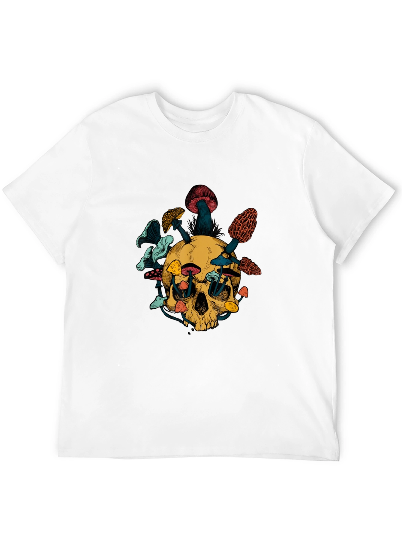 Skull & Mushroom Graphic Tee - Unique Design