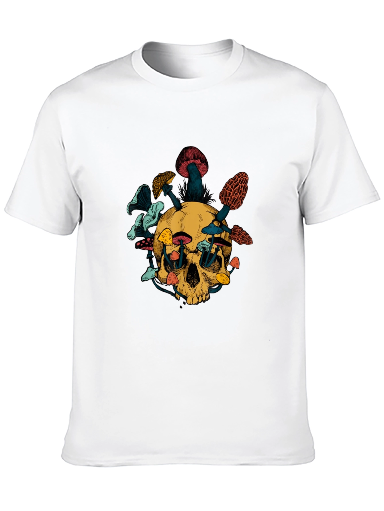 Skull & Mushroom Graphic Tee - Unique Design