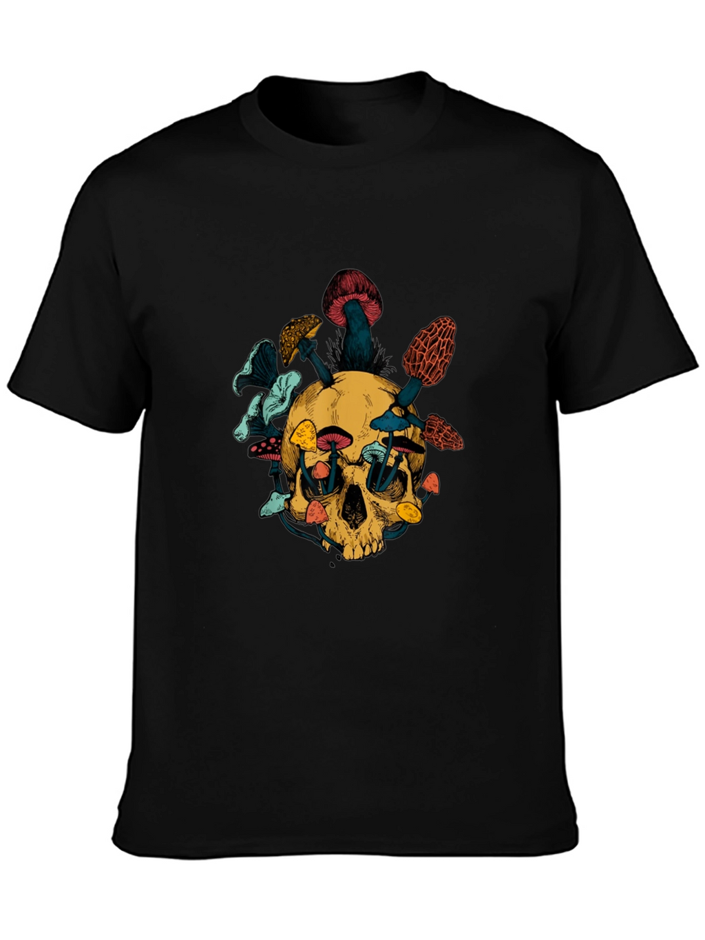 Skull & Mushroom Graphic Tee - Unique Design