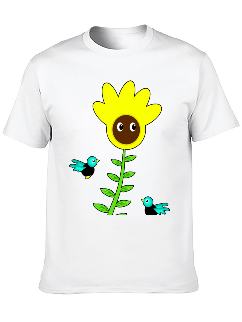Sunflower & Bird Graphic Tee - Black