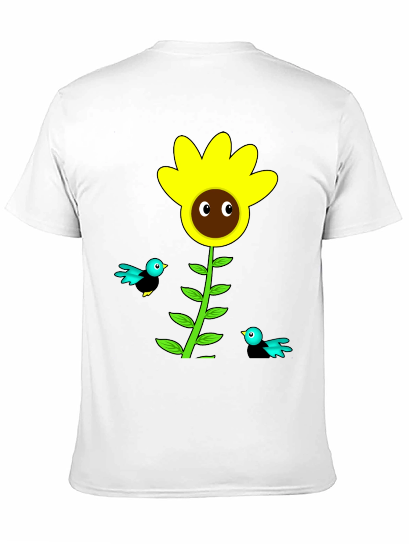 Sunflower & Bird Graphic Tee - Black