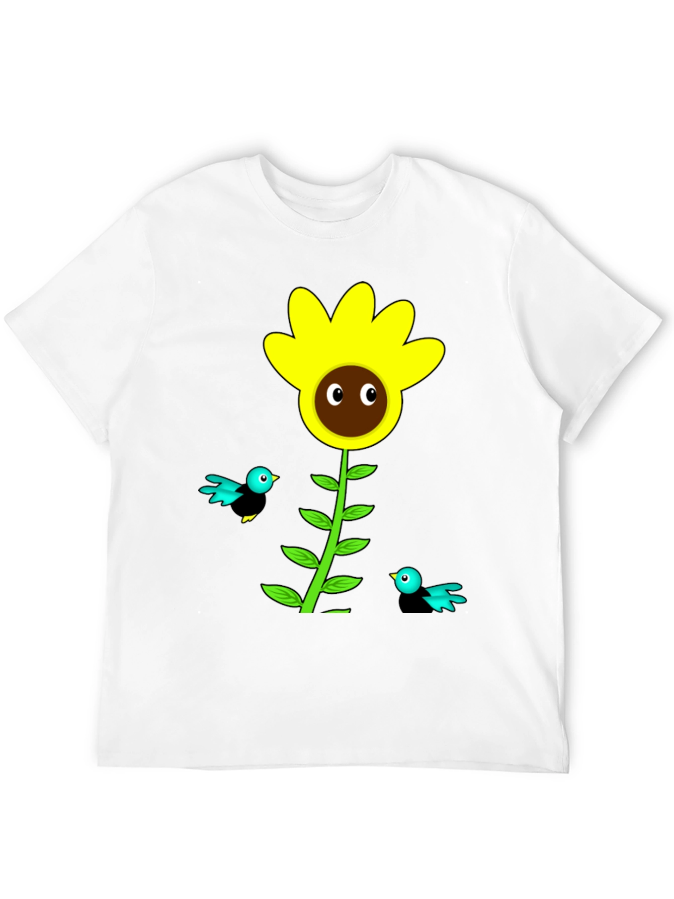 Sunflower & Bird Graphic Tee - Black