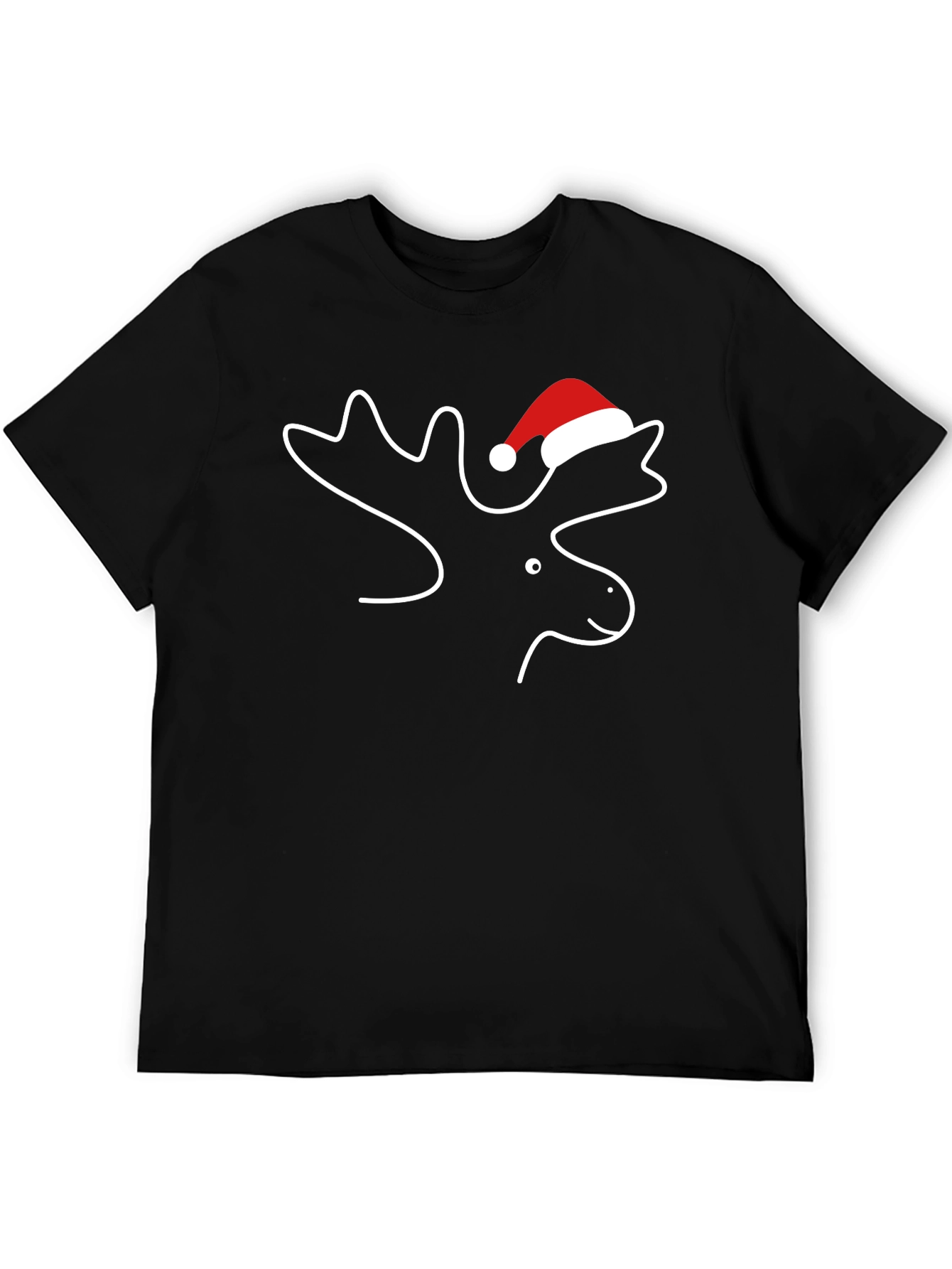 Moose with Santa Hat T-Shirt - Holiday Season