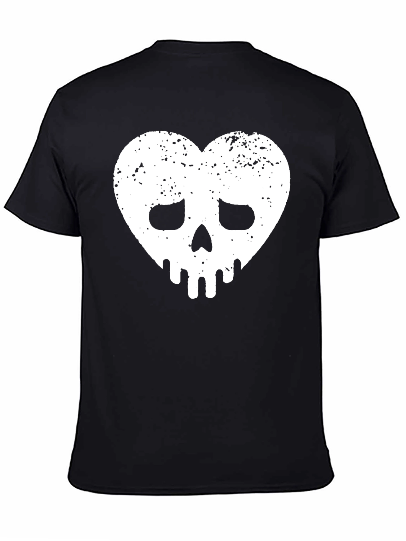 Heart Skull Graphic Tee - Black Cotton Casual Shirt