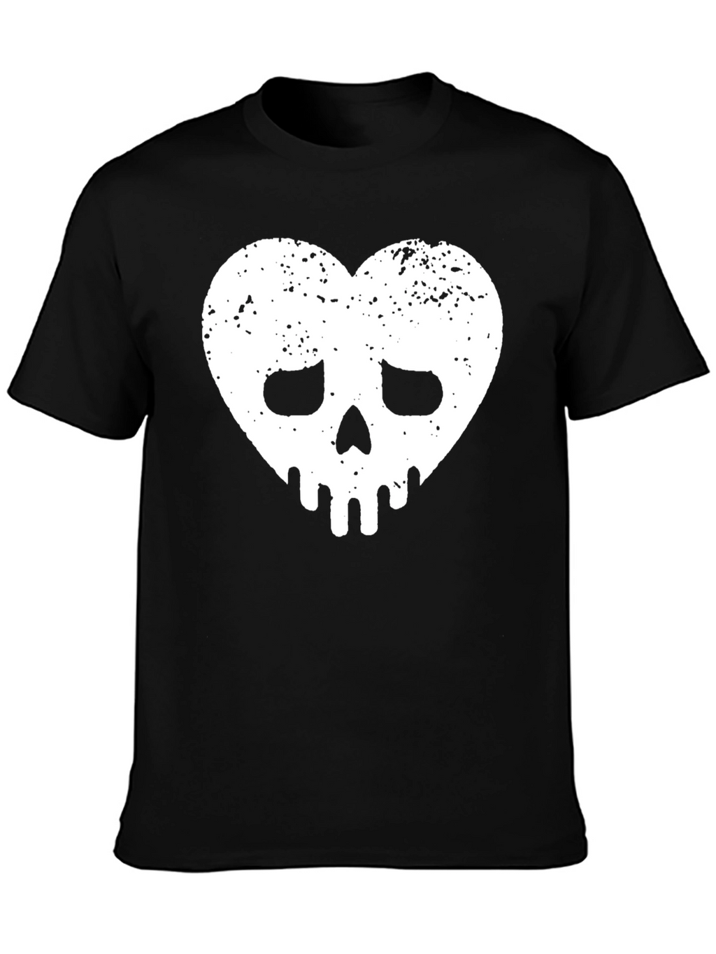 Heart Skull Graphic Tee - Black Cotton Casual Shirt