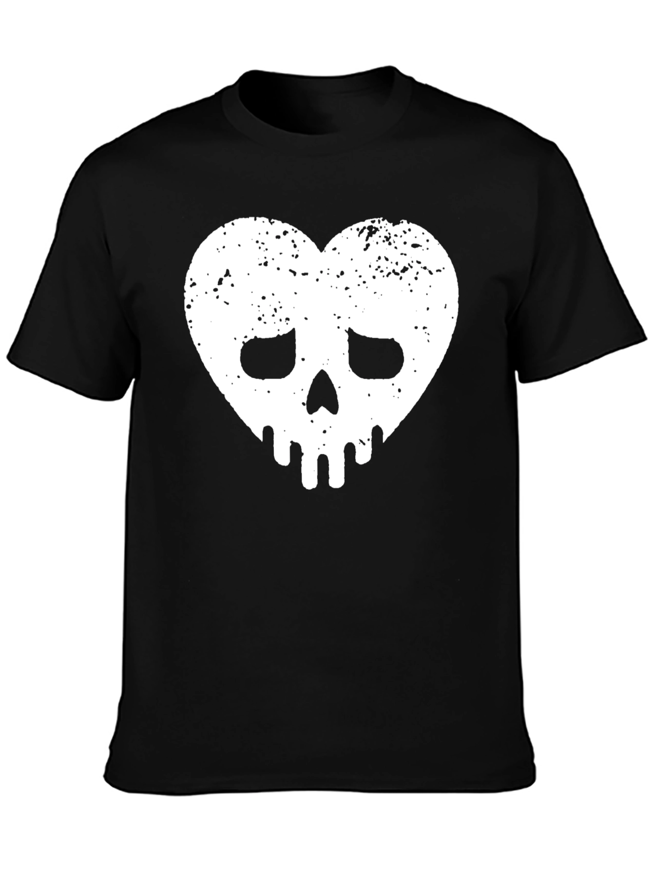 Heart Skull Graphic Tee - Black Cotton Casual Shirt