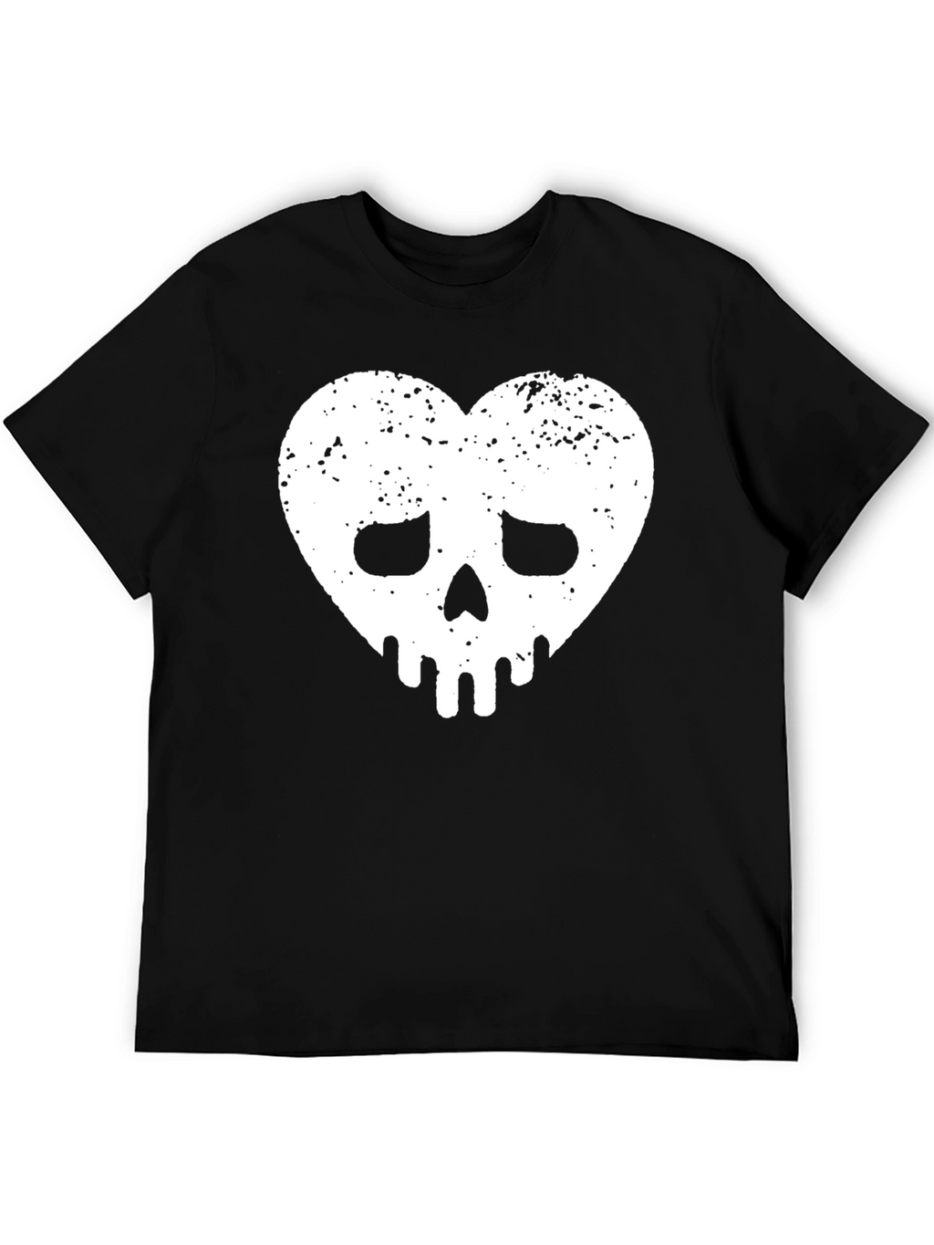 Heart Skull Graphic Tee - Black Cotton Casual Shirt