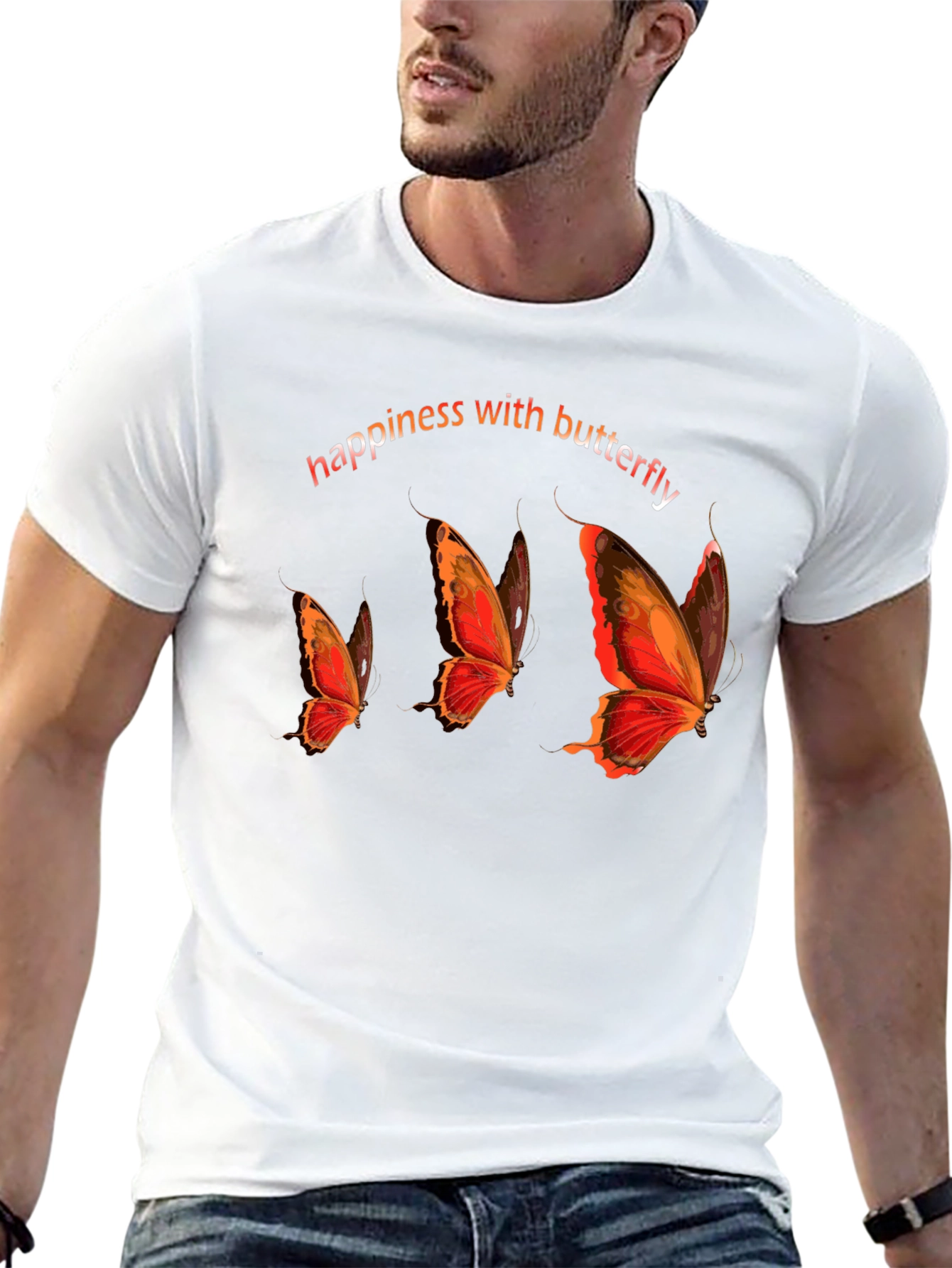 Happiness with Butterfly Graphic Tee